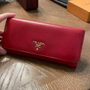 PRADA Saffiano Leather - red wallet